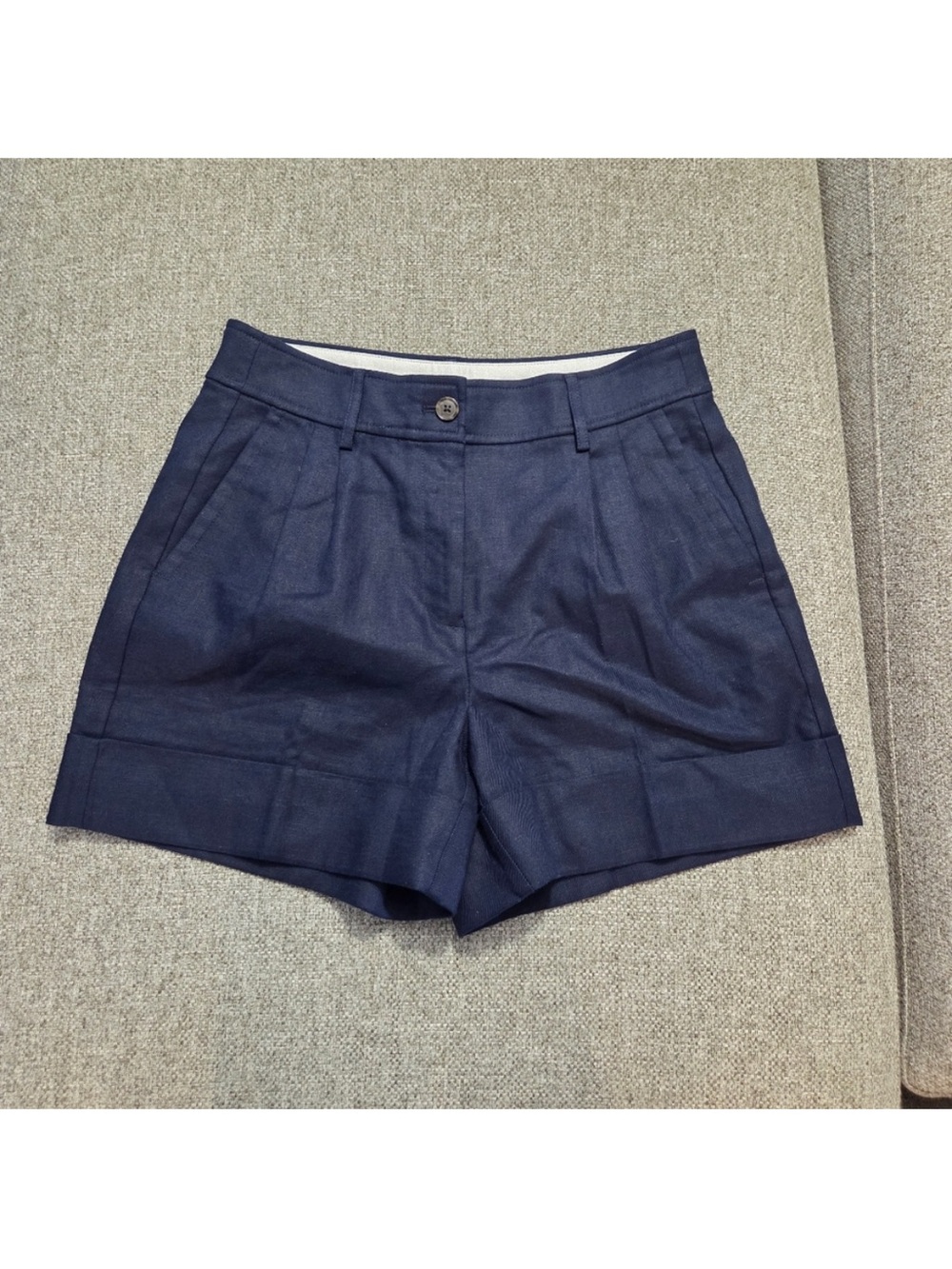 J. Crew Remi High Waist Shorts Stretch Lined Linen Blend In Navy. Size 4. EUC - Picture 5 of 12